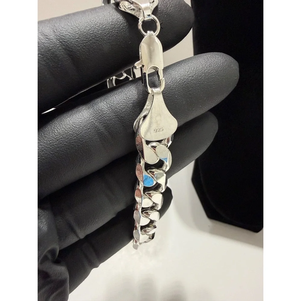 cuban bracelet silver filled stamped 9 inch 12.5mm lobster clasp